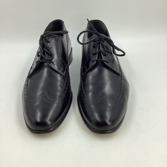 Vtg Mario Bruni Men\'s Jets Black Leather Oxfords Dress Shoes Made in Italy Sz 11